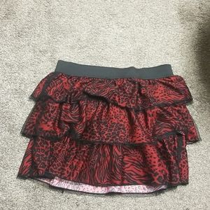 Junior's layered tulle animal print red skirt